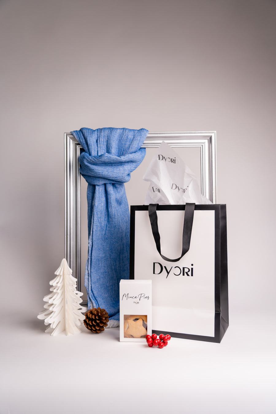 Blue Cotton Scarf Christmas Gift Malta | Luxury Eco-Friendly Gift Hampers by Dyori