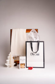 Luxury cream cotton scarf Christmas gift set Malta — sustainable and locally packed by Dyori. Perfect holiday gift for women, teachers, or corporate gifting.