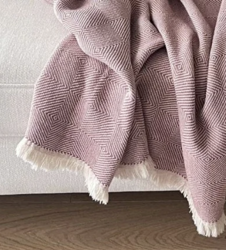 Soft geometric patterned eco throw – 100% recycled cotton blanket Malta