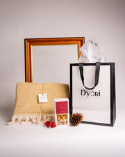 Dyori Honey Gold Turkish Cotton Throw – 100% cotton throw blanket made in Turkey with a chevron weave pattern, perfect for cosy, festive home décor