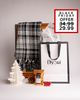 A striking black and white plaid scarf set with premium coffee and festive accents, designed by Dyori. A stylish and practical holiday gift for him or her, available across Malta.