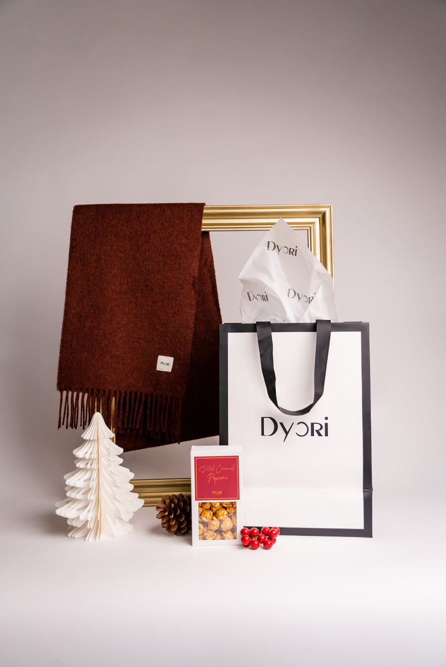 Plain Rust Merino Wool scarf with soft end frindges and salted caramel popcorn