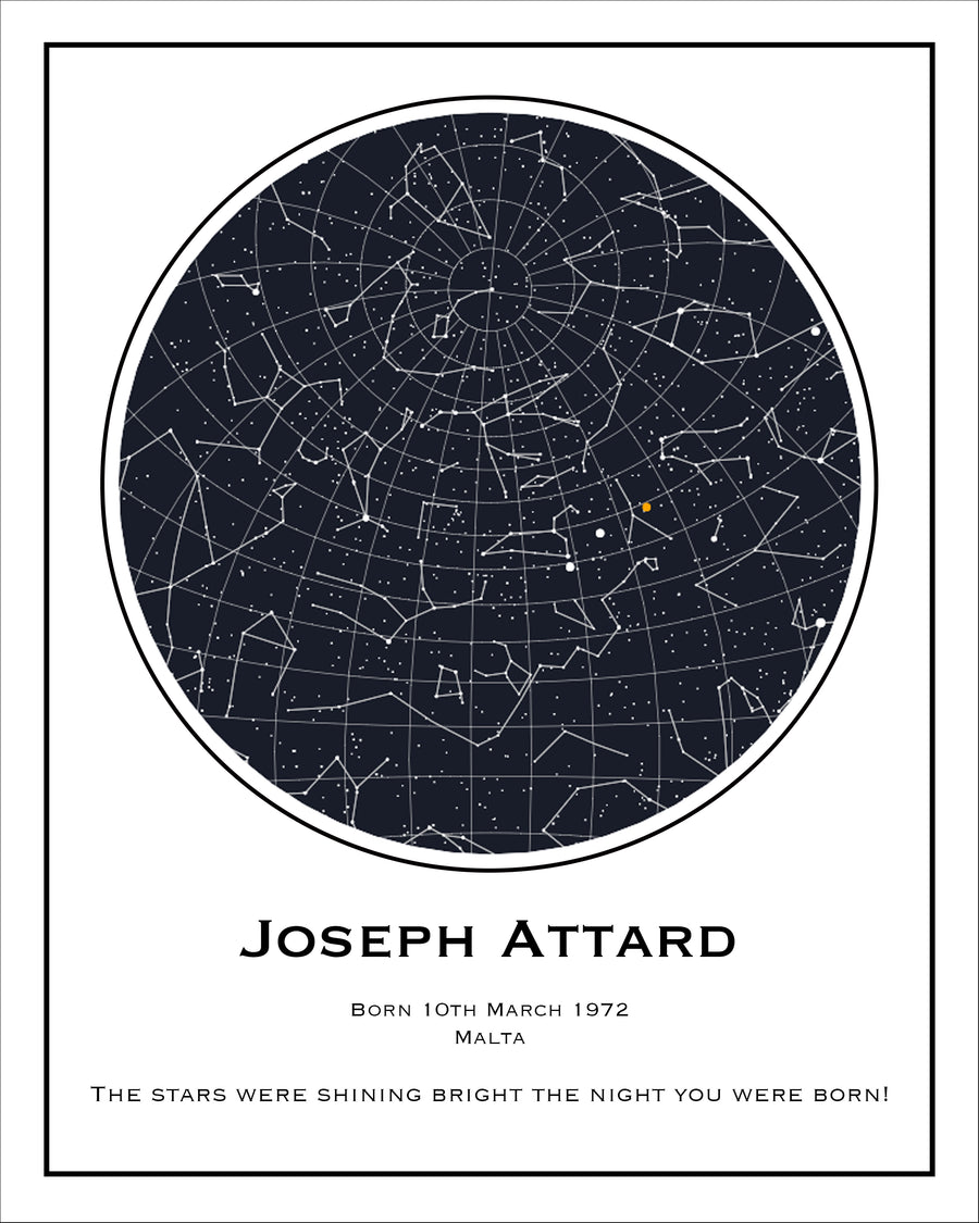 Stellar Memories - Personalised Star Map - Style 1