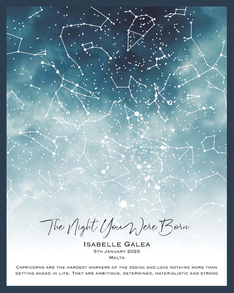 Stellar Memories -  Personalised Star Map - Style 2