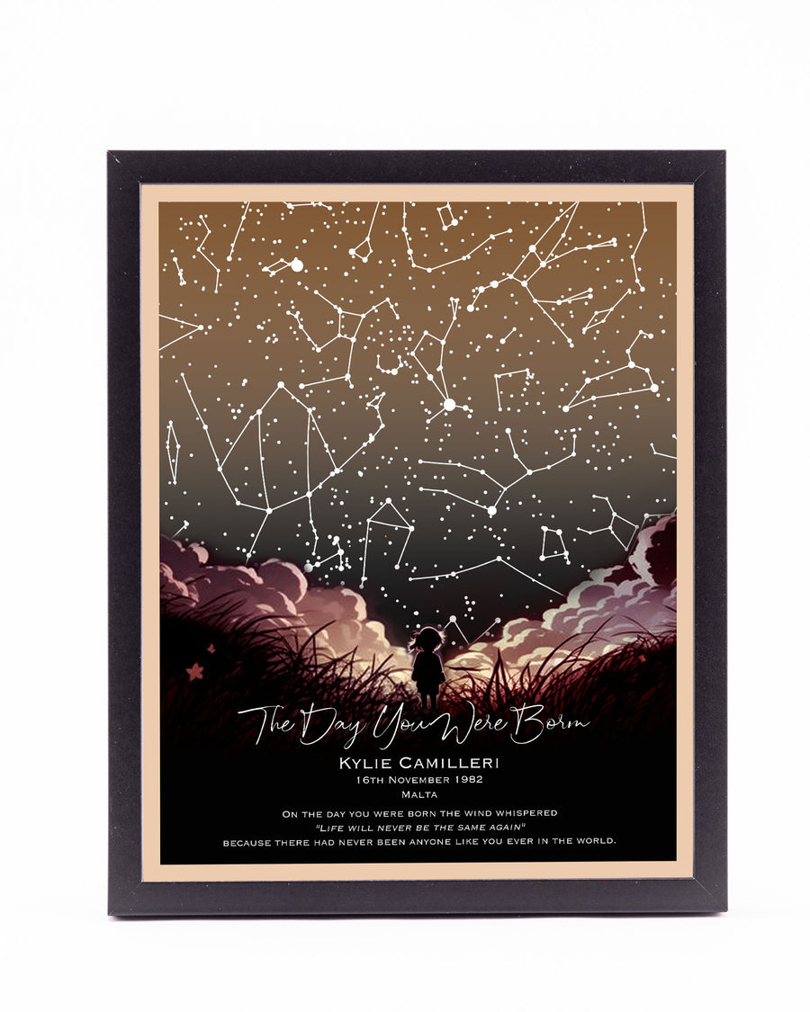 Stellar Memories - Personalised Star Map - Style 6 - Little Girl (4 colours available)