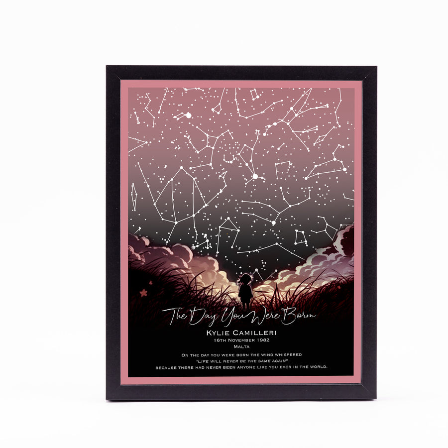 Stellar Memories - Personalised Star Map - Style 6 - Little Girl (4 colours available)