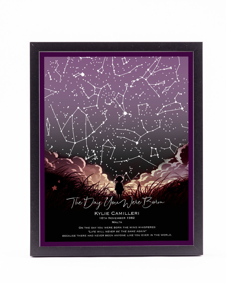 Stellar Memories - Personalised Star Map - Style 6 - Little Girl (4 colours available)