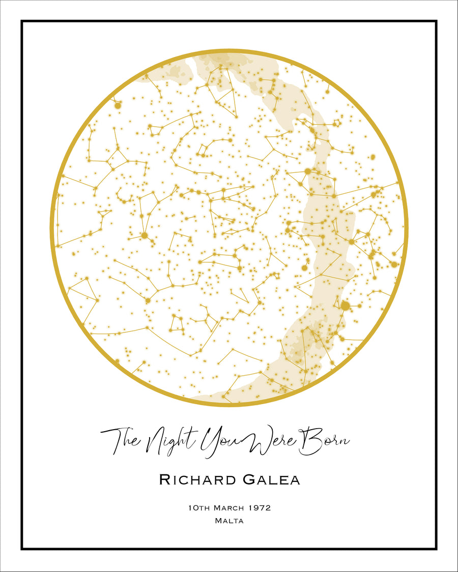 Stellar Memories - Personalised Star Map - Style 7