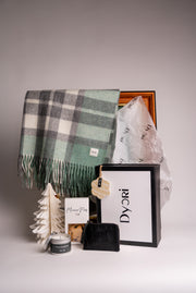Premium Dyori Malta gift hamper with Merino wool scarf, handmade candle, and sustainable accessories, beautifully packed for Christmas or birthday gifting.