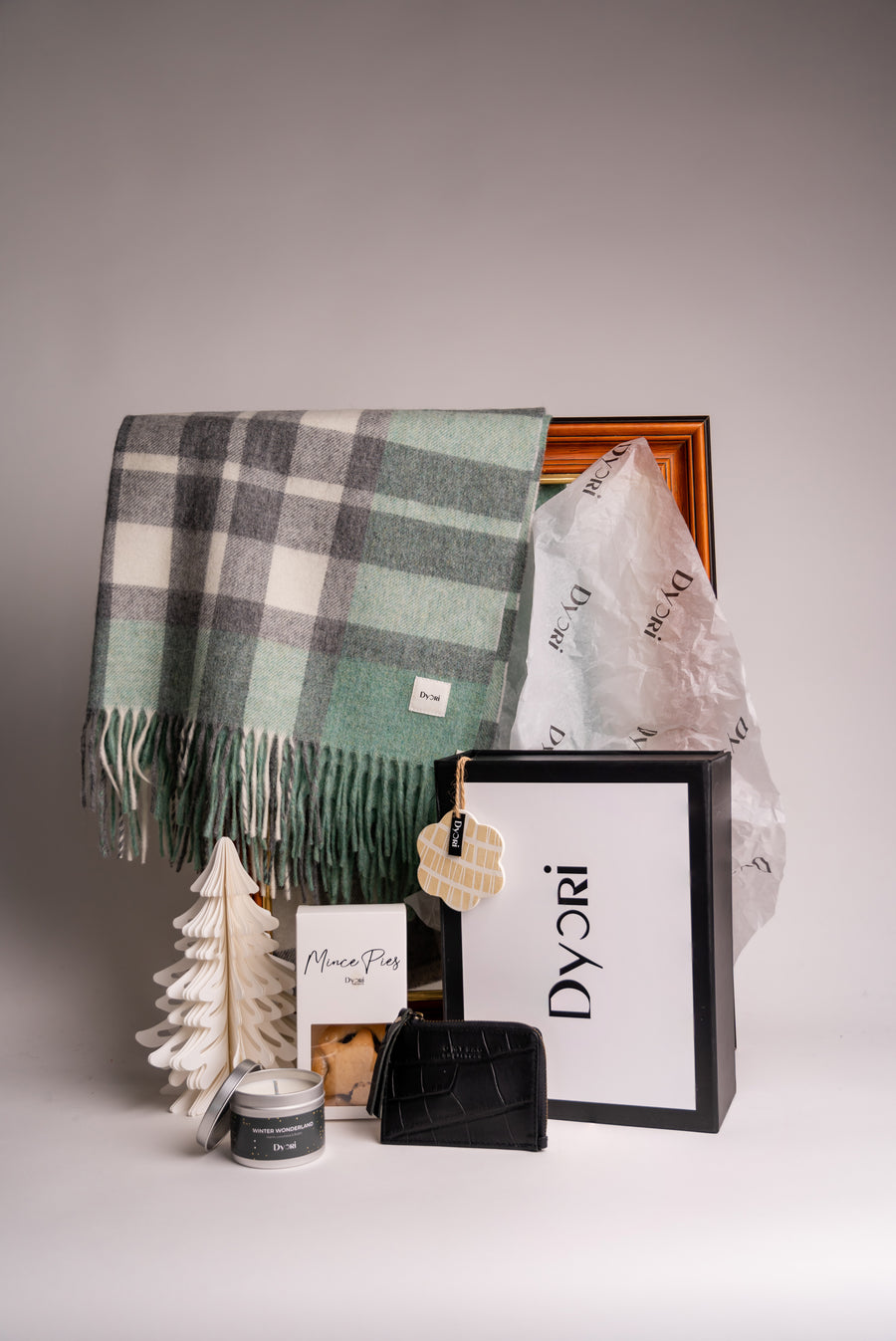 Premium Dyori Malta gift hamper with Merino wool scarf, handmade candle, and sustainable accessories, beautifully packed for Christmas or birthday gifting.