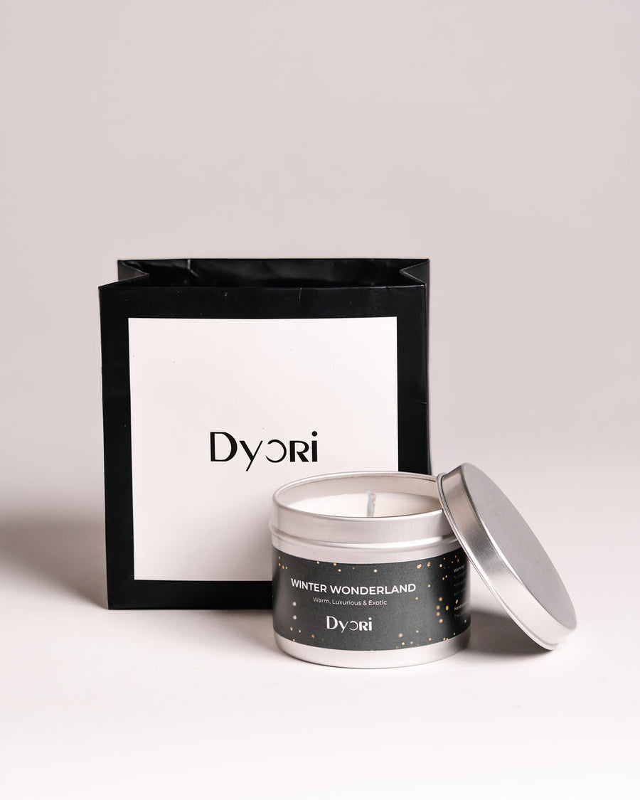 Dyori Winter Wonderland Scented Candle – Luxury Tin Candle with Gift Bag