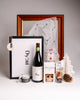 Dyori Christmas gift hamper with red wine, mince pies, festive biscuits, winter candle and chocolate stirrer – perfect Christmas gifts in Malta.