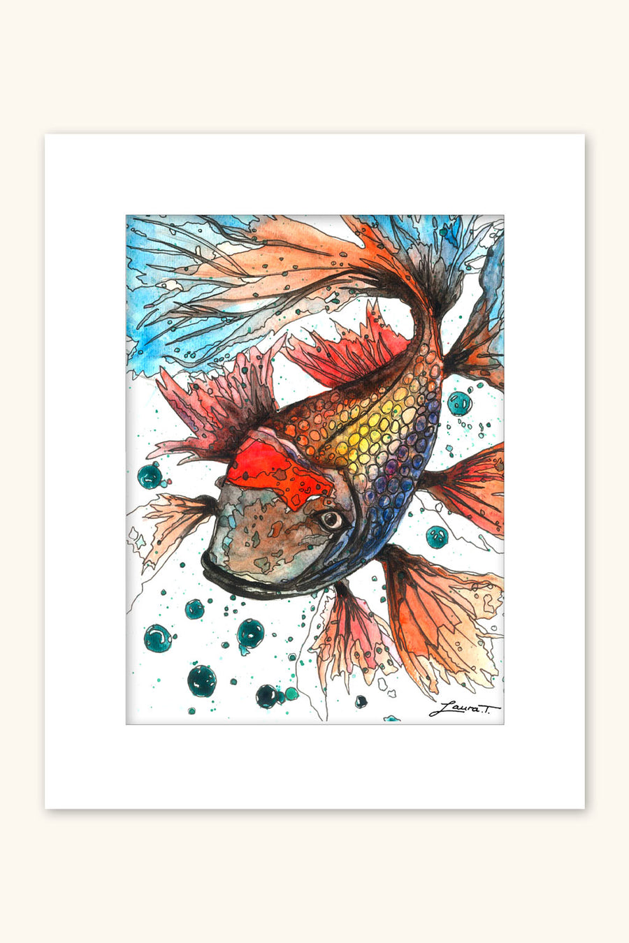 Koi Fish Watercolour Painting